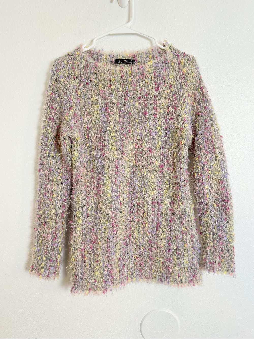 Elisabetta franchi fuzzy knit wool blend multi sweater